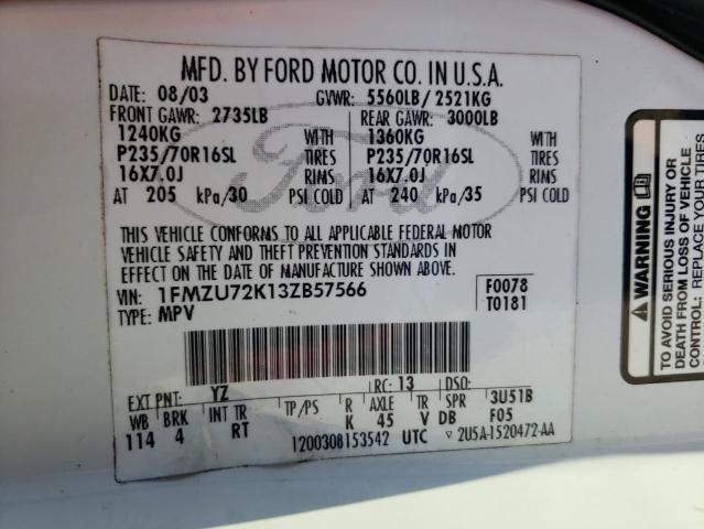 Photo 10 from auction – 2003 FORD EXPLORER X with VIN 1FMZU72K13ZB57566