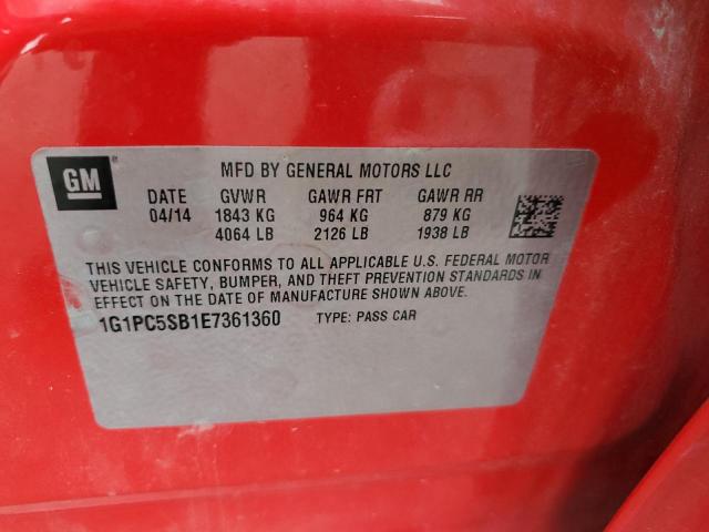 Photo 10 from auction – 2014 CHEVROLET CRUZE LT with VIN 1G1PC5SB1E7361360