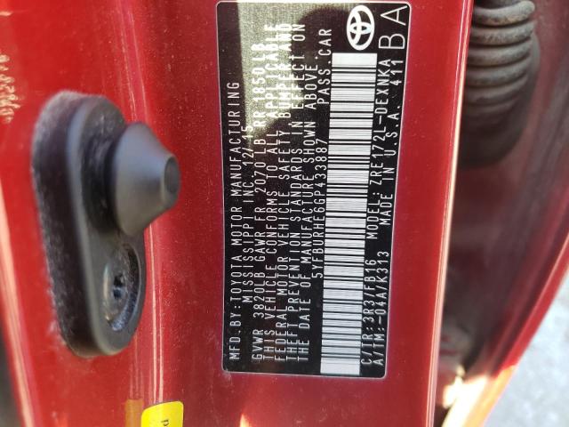 Photo 10 from auction – 2016 TOYOTA COROLLA L with VIN 5YFBURHE6GP433887