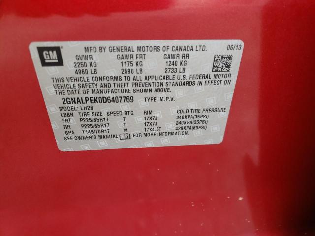 Photo 10 from auction – 2013 CHEVROLET EQUINOX LT with VIN 2GNALPEK0D6407769