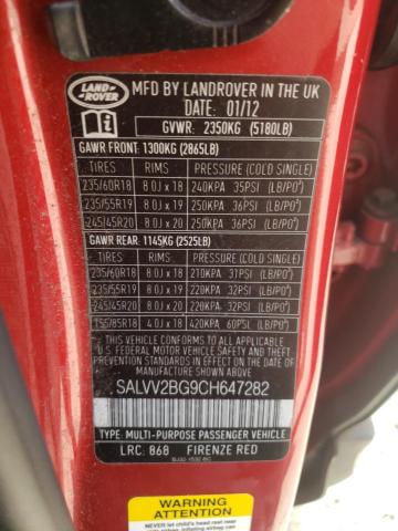 Photo 10 from auction – 2012 LAND ROVER RANGE ROVE with VIN SALVV2BG9CH647282