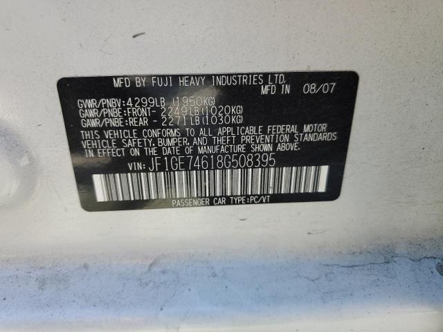 Photo 10 from auction – 2008 SUBARU IMPREZA WR with VIN JF1GE74618G508395
