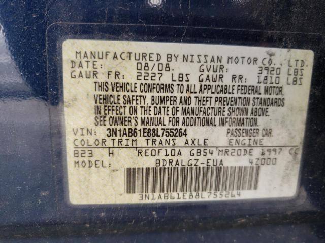 Photo 10 from auction – 2008 NISSAN SENTRA 2.0 with VIN 3N1AB61E88L755264
