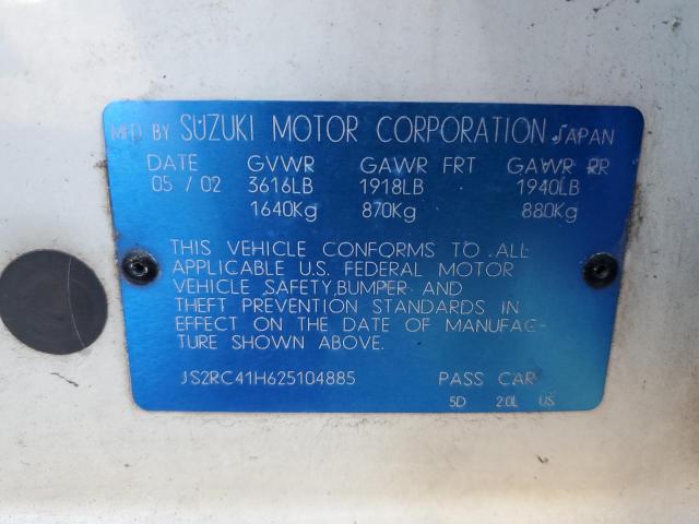 Photo 10 from auction – 2002 SUZUKI AERIO SX with VIN JS2RC41H625104885