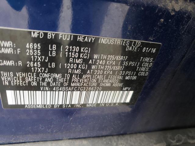Photo 10 from auction – 2016 SUBARU OUTBACK 2. with VIN 4S4BSAFC7G3286220