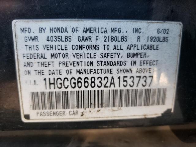 Photo 10 from auction – 2002 HONDA ACCORD EX with VIN 1HGCG66832A153737