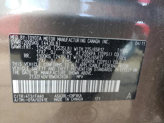 Photo 10 from auction – 2011 TOYOTA RAV4 with VIN 2T3ZF4DV1BW082838