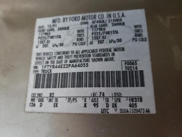 Photo 10 from auction – 2002 FORD RANGER SUP with VIN 1FTYR44E22PA64055