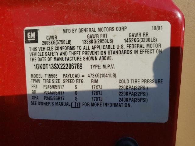 Photo 10 from auction – 2002 GMC ENVOY with VIN 1GKDT13SX22306789