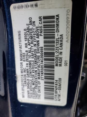 Photo 10 from auction – 2004 TOYOTA MATRIX with VIN 2T1KR32E74C200698