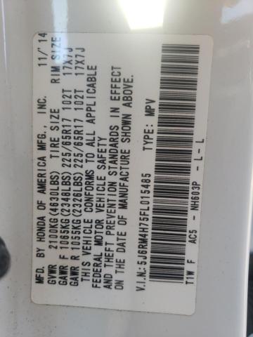 Photo 10 from auction – 2015 HONDA CR-V EXL with VIN 5J6RM4H75FL015485