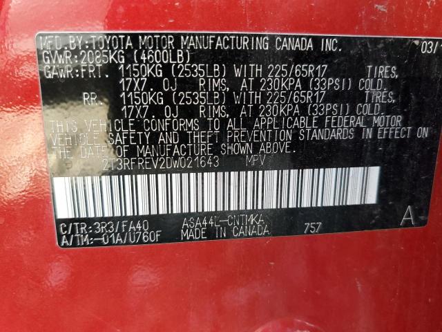 Photo 10 from auction – 2013 TOYOTA RAV4 XLE with VIN 2T3RFREV2DW021643