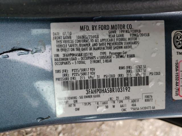 Photo 10 from auction – 2011 FORD FUSION with VIN 3FAHP0HA5BR103192