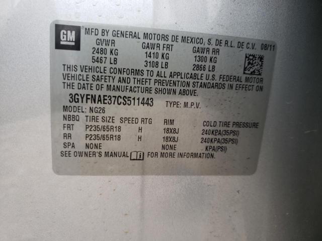 Photo 10 from auction – 2012 CADILLAC SRX LUXURY with VIN 3GYFNAE37CS511443