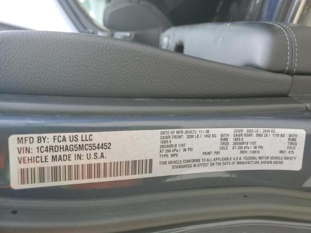 Photo 10 from auction – 2021 DODGE DURANGO SX with VIN 1C4RDHAG5MC554452