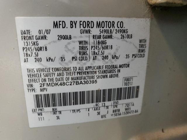 Photo 10 from auction – 2007 FORD EDGE SEL with VIN 2FMDK48C27BA30395