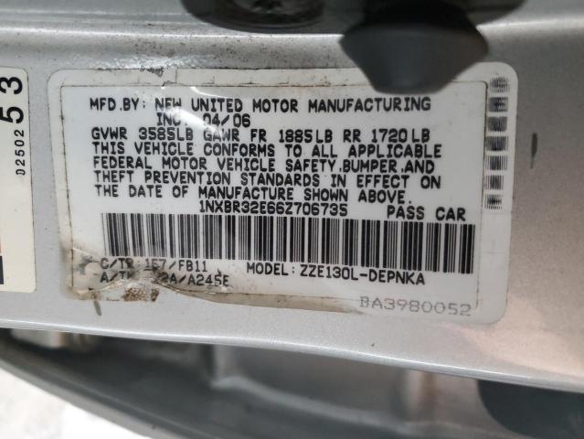 Photo 10 from auction – 2006 TOYOTA COROLLA CE with VIN 1NXBR32E66Z706735