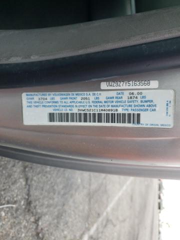 Photo 10 from auction – 2001 VOLKSWAGEN NEW BEETLE with VIN 3VWCS21C11M408918