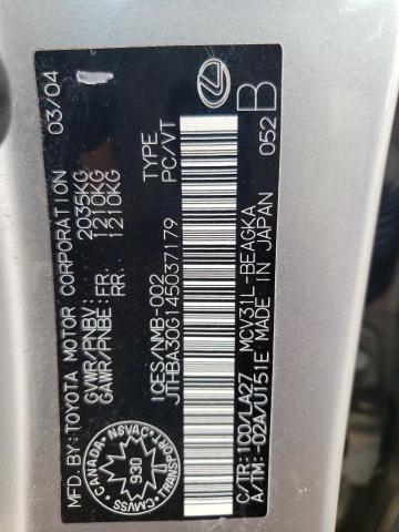 Photo 10 from auction – 2004 LEXUS ES 330 with VIN JTHBA30G145037179