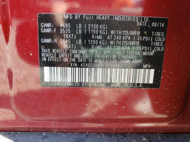 Zdjęcie 10 z aukcji – 2015 SUBARU OUTBACK 2. z VIN 4S4BSALCXF3224457