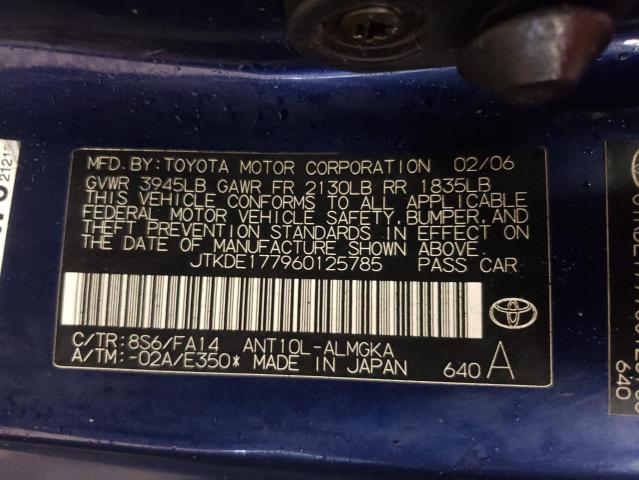 Photo 10 from auction – 2006 TOYOTA SCION TC with VIN JTKDE177960125785