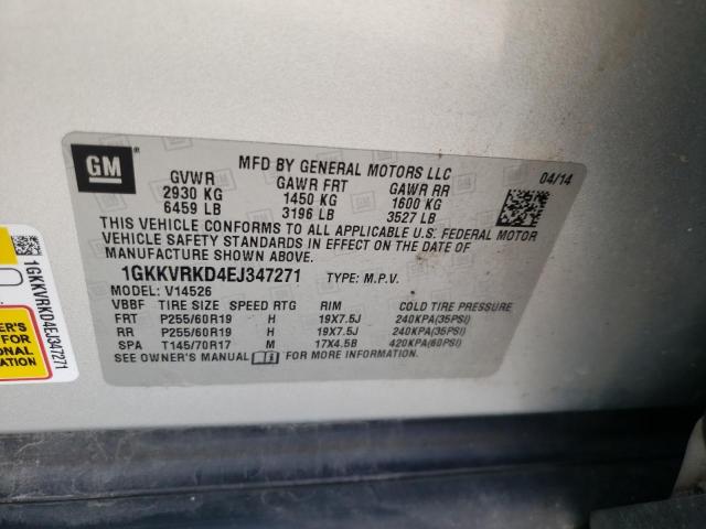 Photo 10 from auction – 2014 GMC ACADIA SLT with VIN 1GKKVRKD4EJ347271