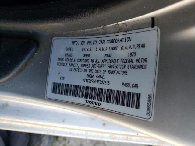 Photo 10 from auction – 2004 VOLVO S40 1.9T with VIN YV1VS27554F037216