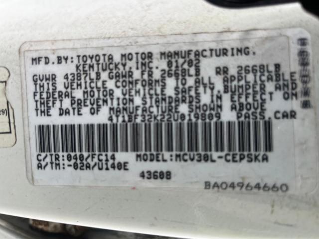 Photo 10 from auction – 2002 TOYOTA CAMRY LE with VIN 4T1BF32K22U019809