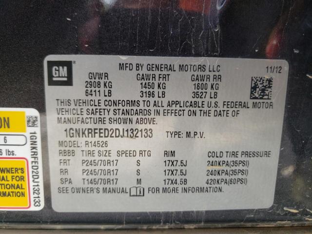 Photo 10 from auction – 2013 CHEVROLET TRAVERSE L with VIN 1GNKRFED2DJ132133