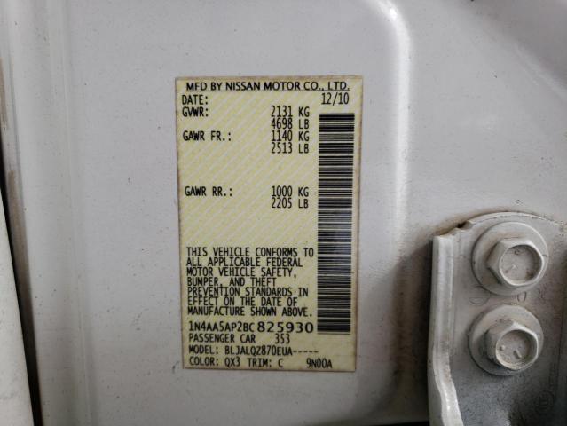 Photo 10 from auction – 2011 NISSAN MAXIMA S with VIN 1N4AA5AP2BC825930