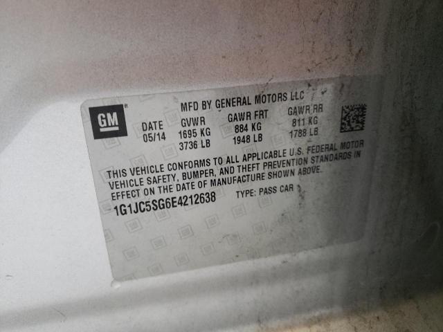 Photo 10 from auction – 2014 CHEVROLET SONIC LT with VIN 1G1JC5SG6E4212638