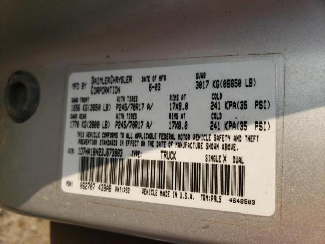 Photo 10 from auction – 2003 DODGE RAM 1500 S with VIN 1D7HA18N23J673883