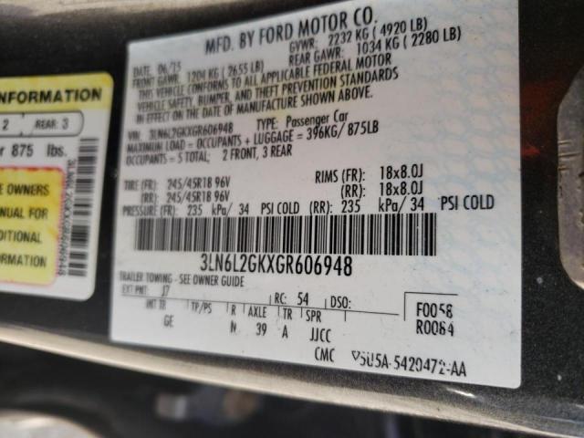 Photo 10 from auction – 2016 LINCOLN MKZ with VIN 3LN6L2GKXGR606948