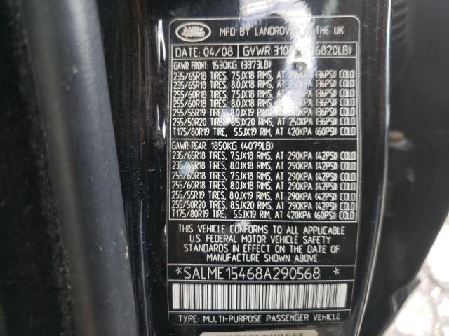 Photo 10 from auction – 2008 LAND ROVER RANGE ROVE with VIN SALME15468A290568