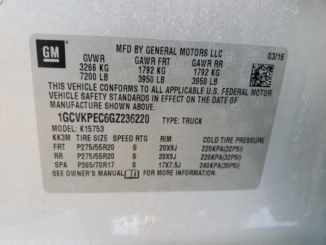 Photo 10 from auction – 2016 CHEVROLET SILVERADO with VIN 1GCVKPEC6GZ236220