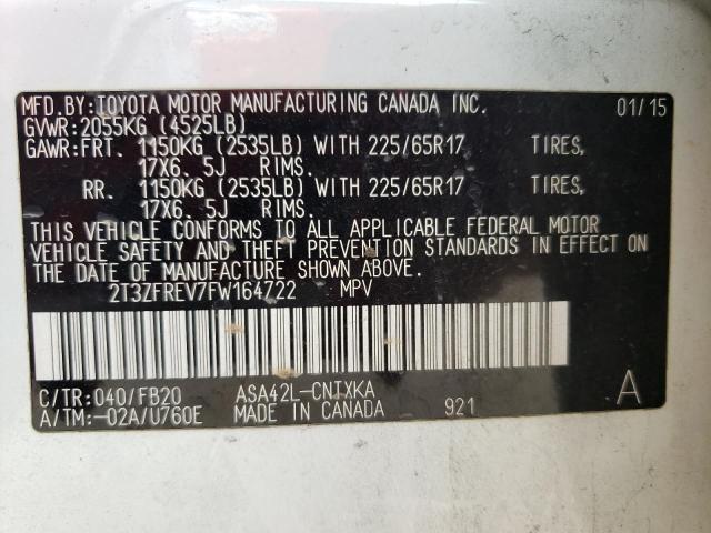 Photo 10 from auction – 2015 TOYOTA RAV4 LE with VIN 2T3ZFREV7FW164722
