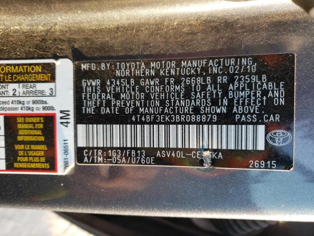 Photo 10 from auction – 2011 TOYOTA CAMRY BASE with VIN 4T4BF3EK3BR088879