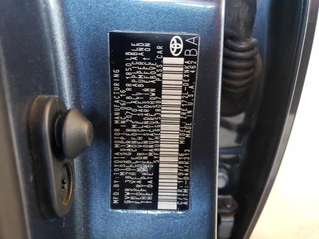 Photo 10 from auction – 2016 TOYOTA COROLLA L with VIN 5YFBURHE6GP538087