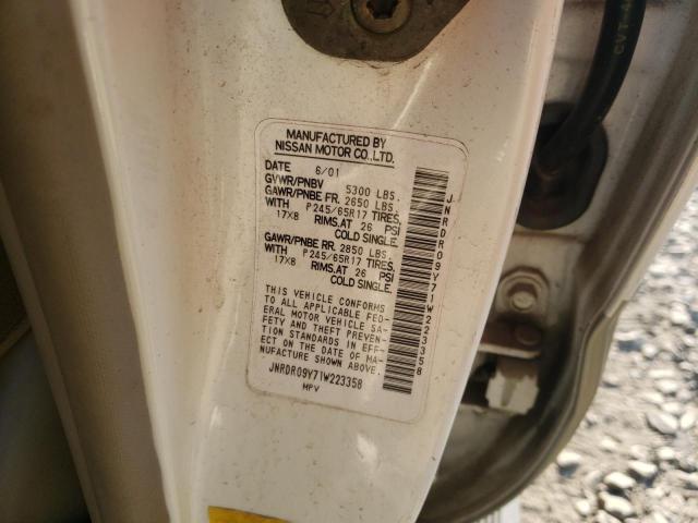 Photo 10 from auction – 2001 INFINITI QX4 with VIN JNRDR09Y71W223358