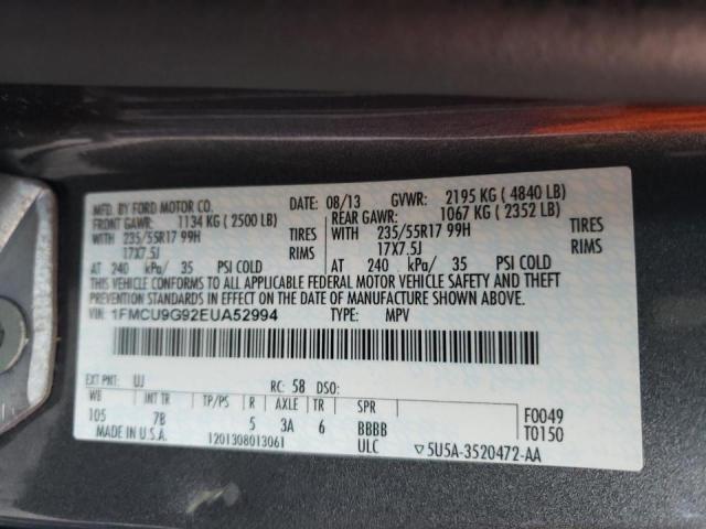 Photo 10 from auction – 2014 FORD ESCAPE SE with VIN 1FMCU9G92EUA52994