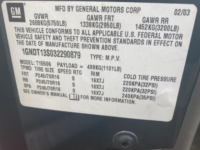 Photo 10 from auction – 2003 CHEVROLET TRAILBLAZE with VIN 1GNDT13S032290879