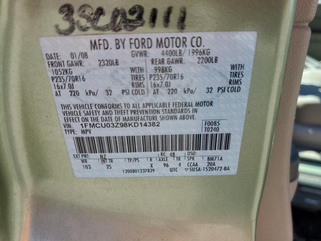 Photo 10 from auction – 2008 FORD ESCAPE XLT with VIN 1FMCU03Z98KD14382