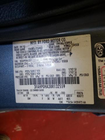 Photo 10 from auction – 2011 FORD FUSION SE with VIN 3FAHP0HA3BR132559