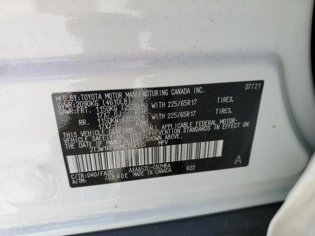 Photo 10 from auction – 2021 TOYOTA RAV4 XLE with VIN 2T3W1RFVXMC154135