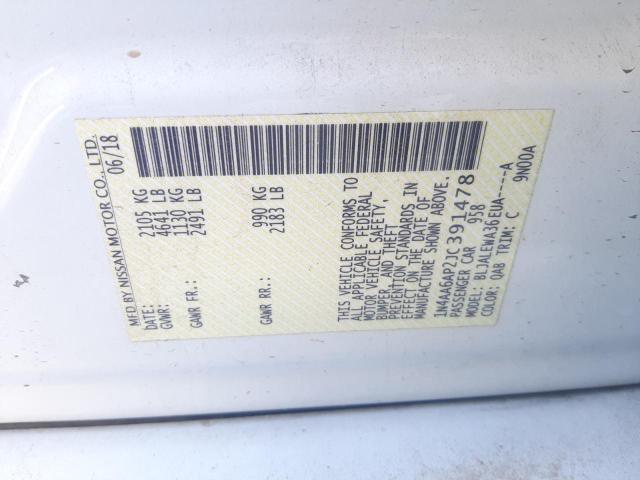 Photo 10 from auction – 2018 NISSAN MAXIMA 3.5 with VIN 1N4AA6AP2JC391478