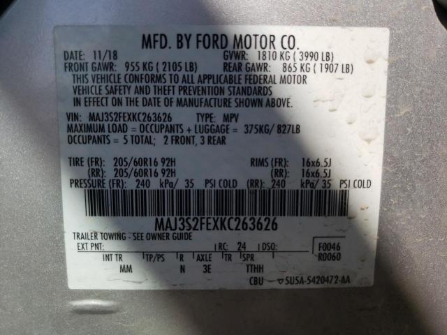 Photo 10 from auction – 2019 FORD ECOSPORT S with VIN MAJ3S2FEXKC263626