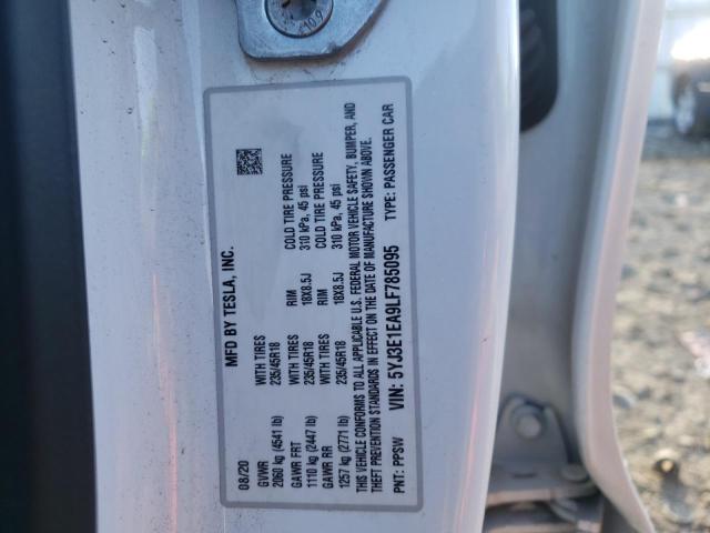 Photo 10 from auction – 2020 TESLA MODEL 3 with VIN 5YJ3E1EA9LF785095