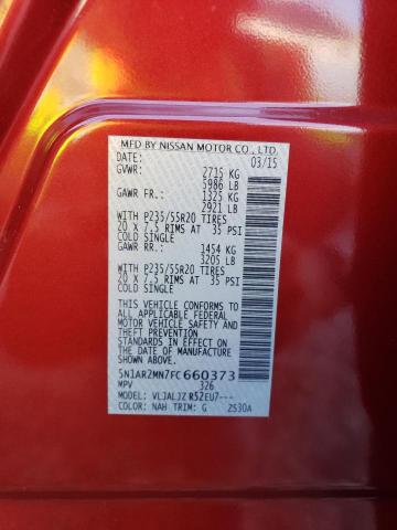 Photo 10 from auction – 2015 NISSAN PATHFINDER with VIN 5N1AR2MN7FC660373