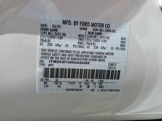 Photo 10 from auction – 2022 FORD EXPLORER L with VIN 1FMSK8FH9NGA66488