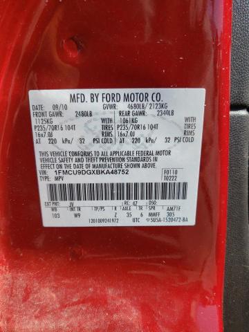 Photo 10 from auction – 2011 FORD ESCAPE XLT with VIN 1FMCU9DGXBKA48752